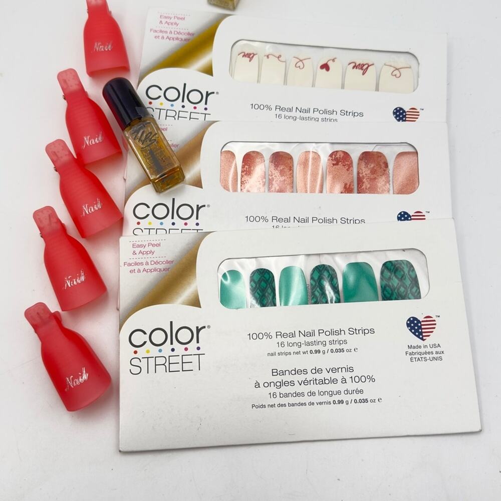 Color Street Nail Polish Strips Set - Red - Green - White